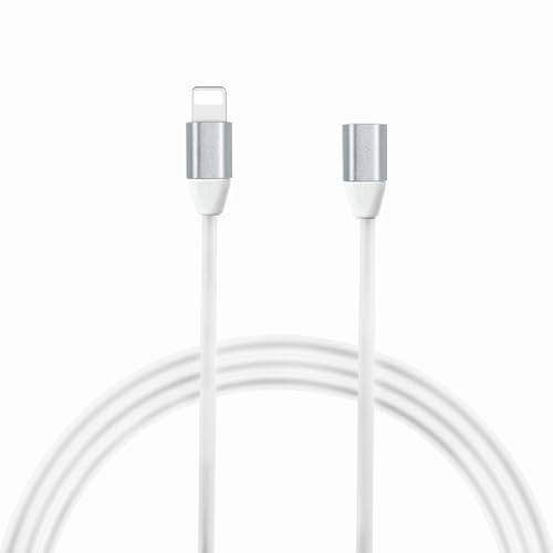 YWIBAHS iOS Extension Lighting Cable Extender Adapter Cord Female to Male Connector Pass Audio Video Music Transfer Data Charger (1M, White)