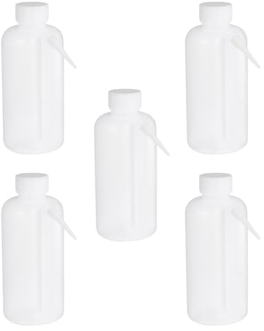 Tofficu Lot de 5 Bouteilles en Plastique Pe 500 Ml pour Lavage de Bouteilles Bec Latéral, Flacons Vides Résistants la Chaleur pour Usage Scientifique, Nettoyage et Conditionnement