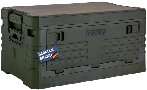 Trucky Storage Box, 35 L 48 x 30 x 24 cm, Camping, Klappbox, Klappkiste, Aufbewahrungsbox mit Deckel, faltbar, Aufbewahrung, Kiste, Grün