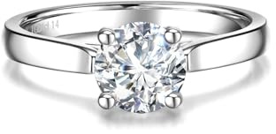 FANCIME 1 Karat Lab-Grown Diamant Ringe Damen, Solitär Diamant Ringe aus 925 Sterling Silber Verlobungsring Hochzeit Eheringe Valentinstag Schmuck für Damen Frauen Sie (D-E Farbe, VS Clarity)