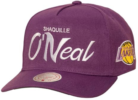 Mitchell & Ness NBA Pro Pinch Snapback Cap Los Angeles Lakers Hardwood Classics Player Script Shaquille O'Neal