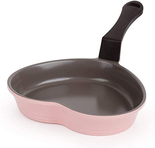 Neoflam 51101 Keramik-Antihaftbeschichtung, kleine Form, Bratpfanne, Shaper Mini-Pfannkuchen-Waffelbereiter mit hitzebeständigem Griff für Frühstück, Rührei, gegrillter Käse, rosa Herz