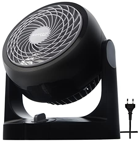 Iris Ohyama Woozoo Ventilateur de Table, Pièce de 13m², Inclinaison verticale 110°, Silencieux 35dB, Portable, 3 Vitesses, Fan, Pour Chambre, Bureau, Noir, PCF-HD15N