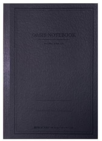 Itoya Profolio, Oasis Notebook, Charcoal Black, Medium A5, 5.8 x 8.3 inches, OA-MD-CH
