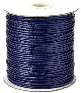 Pandahall Cordon tressé en polyester ciré, Bleu nuit, 2mm