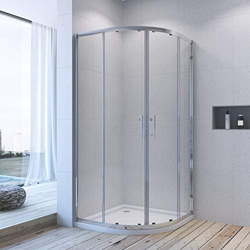 AQUABATOS® Duschkabine 90x90 cm halbrund Viertelkreis Schiebetür Duschabtrennung Runddusche Duschtrennwand Glas Höhe 185 cm