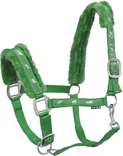York Halfter Softy mit Plüschpolsterung Stallhalfter Pferdehalfter Teddyfleece (Full, grün)