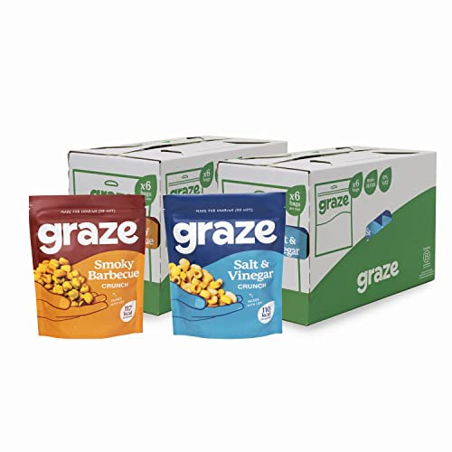 Graze -Big Night in Healthy Snacks Bundle - Vegan Salt&Vinegar & Vegan BBQ Mixed Sharing Snacks -Packaging may vary- Box of 12 (12 x 100g)