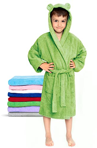 Twinzen - Bathrobe Kids for Boys & Girls - 100% Cotton Oeko-TEX® - Belt, 2 Pockets, Hood with Ears