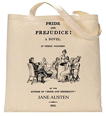 Universal Zone Literarische Tote Bag Handtasche mit Buchdesign Büchertasche Bibliothek Tasche Markttasche, Beige, 15'' x 14''