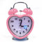 Millya UK Niedlicher Wecker mit zwei Glocken, 7,6 cm, batteriebetrieben, nicht tickend, Herzform, Wecker (A-Pink)