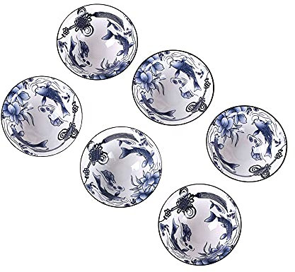 G-LIKE Blau-Weiß Porzellan Teetassen Geschenkbox – Traditionelles Chinesisches Teegeschirr Retro-Stil Antikes Handwerk 6-teilig Set Teeschalen Tee Zeremonie Kunstwerk Gongfu Teekunst (Blauweiß3)