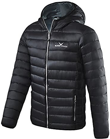Black Crevice Herren Steppjacke I wind- & wasserabweisende Herren-Jacke I Steppjacke mit Kunstfaserfüllung I Steppjacke mit Kapuze, schwarz/weiß, 50