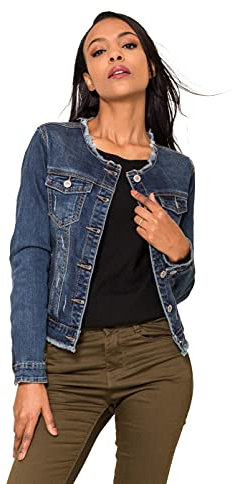Nina Carter - S337 - Veste intersaison en jean - Pour femme, Bleu foncé (S332), S