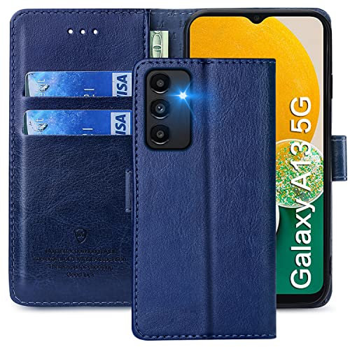 FMPCUON Hülle für Samsung A13/A04/A04S/A23/M23 5G/F23 5G/M13 Handyhülle [Standfunktion] [Kartenfach] [Magnetverschluss] Tasche Flip Case Schutzhülle lederhülle klapphülle für Galaxy A04/A04S Blau