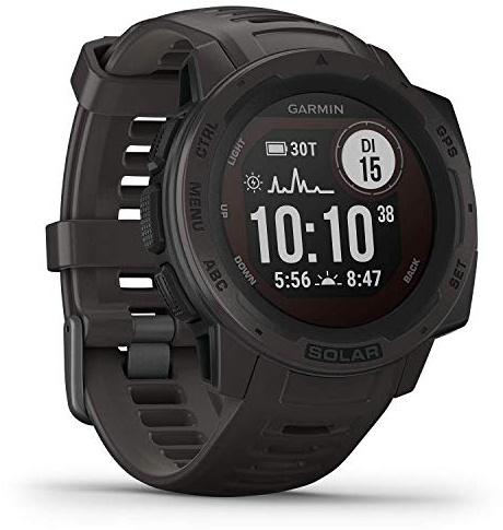 Garmin Instinct Solar Smartwatch GPS impermeabile,ricarica solare per un max di 54 giorni di batteria, Funzioni sportive&fitness, Misurazione polso e notifiche smartphone, Grafite (Ricondizionato)