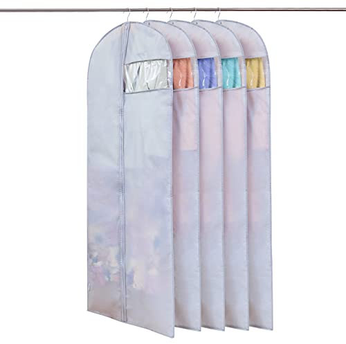 Niviy kleidersack Lang 60X160 cm Grau Reise Anzug 5 X kleidersäcke Wasserdicht Stoff,Mit Sichtbarem Fenster Für Anzüge Kleider Mäntel Sakkos Brautkleidern Abendkleider Anzugsack Aufbewahrung