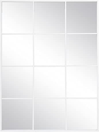 LOLAhome Espejo Ventana Blanco de Hierro y Cristal de 90x120 cm