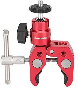 CAMVATE Crab Clamp with 1/4-20 Mini Ball Head for Camera Monitor Mount/Red
