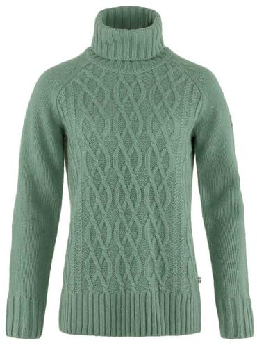 Fjällräven Damen Övik Cable Knit Roller Neck Sweatshirt, Patina Green, S