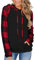 ABYOVRT Damen Kapuzenpullover Langarm Pullover Pulli Freizeit Sport Hoodie Kapuzenpulli Sweatshirt Plaid Sweater Top Oberteie,Plaid Rot,XXL