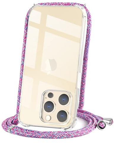 CAROKI Crossbody Case for iPhone 14 Pro Max,Necklace Mobile Phone Cover with Cord Strap Clear Transparent TPU Soft iPhone 14 Pro Max Cover Holder with Neck Cord Lanyard Strap-Unicorn