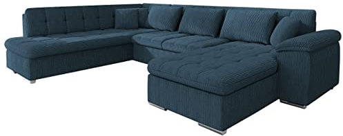 Mirjan24 Eckcouch Ecksofa Niko Cord, Design Sofa Couch mit Schlaffunktion U-Sofa Große Farbauswahl Wohnlandschaft (Poso 05, Seite: Rechts)