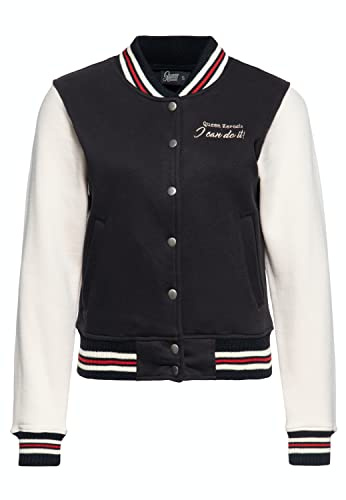 Queen Kerosin Damen College Sweatjacke Vintage Stickerei Pin Up Rockabella Regular Fit Retro Vintage Style Sweat Jacke Baseball Jacke I Can Do It