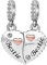KunBead Jewelry Best Friends Friendship Bestie Dangle Charm I Love You Rose Gold Tone Heart Birthday Charms Compatible with Pandora Bracelets Necklace for Women set for 2