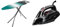 Minky Extra Wide Large Ironing Board with Steam Generator Iron Compatible Rest, HH40707103K, Black & Russell Hobbs Powersteam Ultra 3100 W Vertical Steam Iron 20630 - Black and Grey