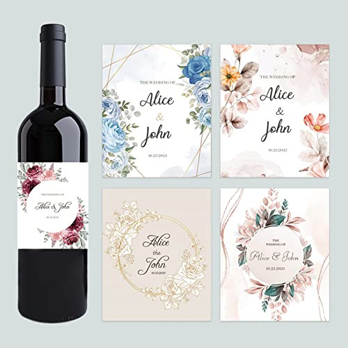Etichette adesive personalizzate per bottiglie di vino, regalo di fidanzamento, matrimonio, festa di apprezzamento, festa di apprezzamento (60 pezzi, 8,5 x 10 cm)