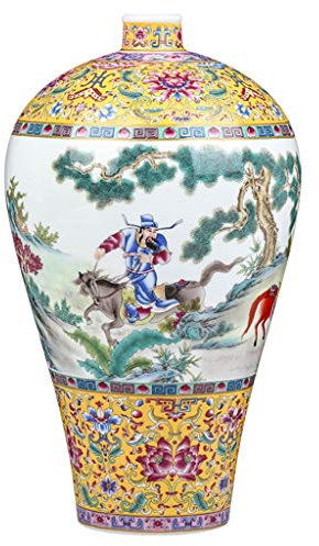 Pour arrangement floral Vases en céramique émaillée de grandes, du sol au plafond décoratif Vases Dans la famille Salon, peintures chinoises, ornements d'art (jaune, bleu, vert) Vase Décorative ( Colo