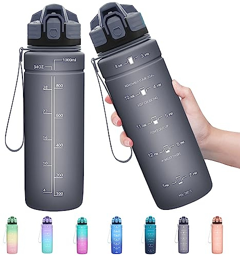 Zounich Vattenflaska för barn, läckagesäker 1 l/700 ml/500 ml-BPA, fria dricksflaskor, sport, tritan, plastvattenflaska för cykel, skola, lämplig för kolsyra, diskmaskinssäker sportflaska