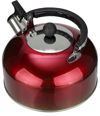 Hoement 3l Edelstahl Pfeifender Teekessel Mit Flöte Herdkompatibler Wasserkessel Für Gas Und Induktionsherde Ergonomischer Griff Großer Haushaltskocher Roter Wasserkessel
