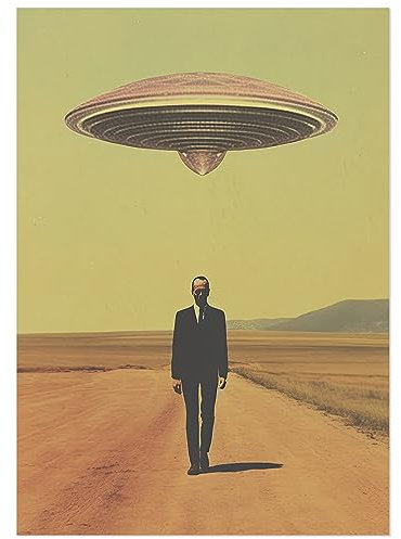 JUNOMI® Surrealismus Poster DIN A2 - Motiv 06 | Vintage Poster, Fantasie-Poster, Hippie, Planeten, 60er, 70er, 80er, Frauenporträt | Ohne Rahmen