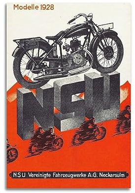 Vintage Motorrad Poster Harley Motorrad NSU 501 T Dekorative Malerei Leinwand Wand und Kunst Bild Familie Schlafzimmer Dekor 24x36inch(60x90cm)