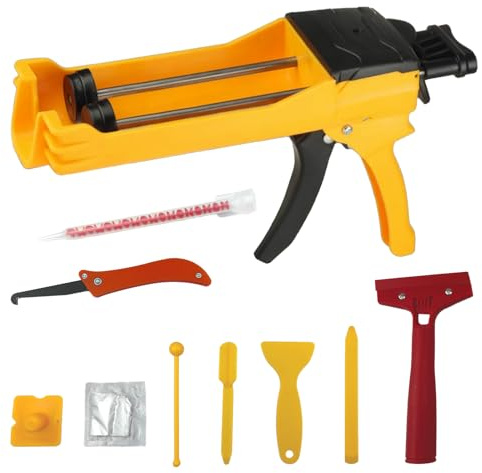 Zyklonix Double Caulking Gun for 400 mL(13.5 fl oz,1:1 Mix Ratio),Yellow