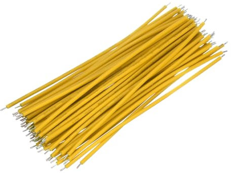 QUARKZMAN 50 Stück 20AWG doppelseitiges verzinntes Anschlusskabel 1 Pin 10CM Elektrischer Jumper Draht Löten Terminal Draht Flexibel für interne Verbindungen Gelb