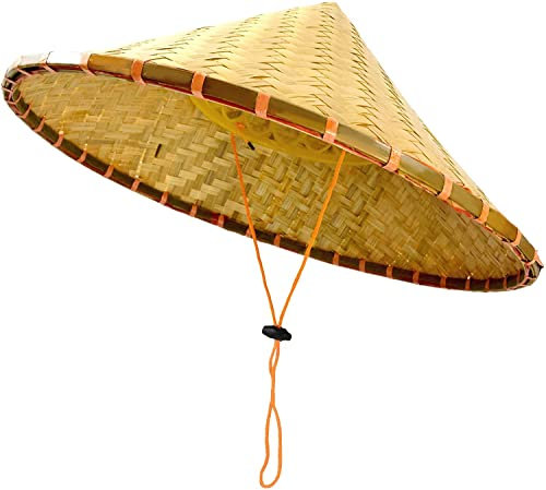 Wpamlrta Sombrero chino de bambú Coolie para hombre y mujer natural, Como se muestra en la imagen, Talla única