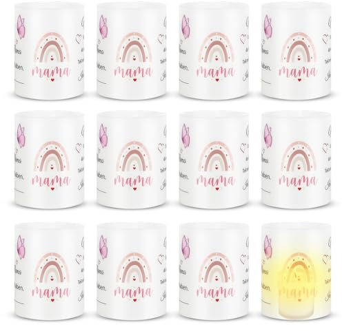 YNNHUDEEP Lot de 12 photophores - Décoration de table d'anniversaire pour femme - Cadeau mère - Photophore rose - Décoration de table pour bougies chauffe-plat - Bougies A