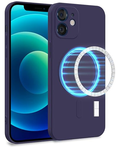 MyGadget Cover [ MagSafe ] per Apple iPhone 12 - Custodia in Silicone Morbido a Doppio Strato – Case con Protezione Fotocamera & Fodera Interna Antigraffio - Viola