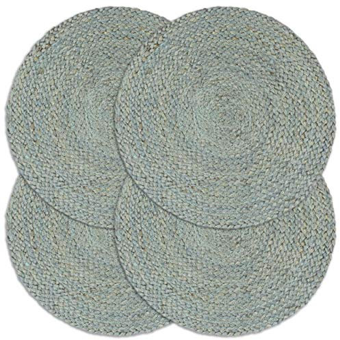 ARKEM Mantel Individual 4 Unidades Liso Redondo Yute Verde Oliva 38cm Mantel Individual Tela salvamanteles imantado