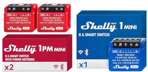 Shelly 1PM Mini Gen3 | WLAN- und Bluetooth-Smart-Switch-Relais & 1 Mini Gen 3 | WiFi & Bluetooth Smart Switch Relais 1 Kanal 8A