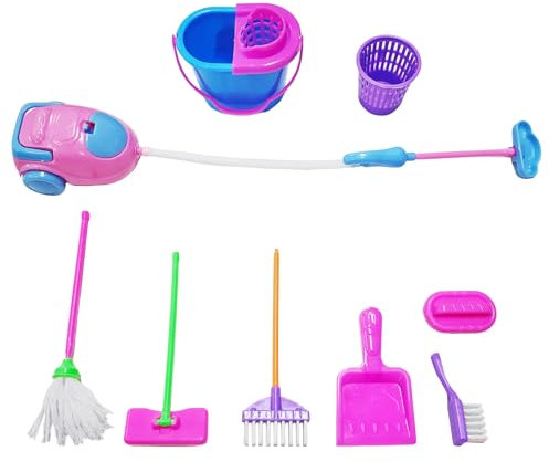 Mini strumento di pulizia, set di giocattoli per la pulizia della casa delle bambole, accessori per la casa delle bambole in miniatura, set di giocattoli per ragazze e bambini (colore casuale)