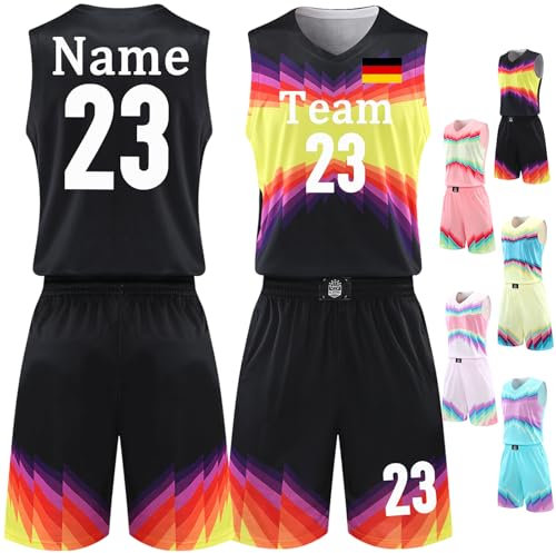 BROKANER Benutzerdefinierte Basketball Trikot Tshirt und Shorts Kinder Herren Personalisiert Basketball Jersey Basketball ärmellose Anzug Basketball Sportbekleidung