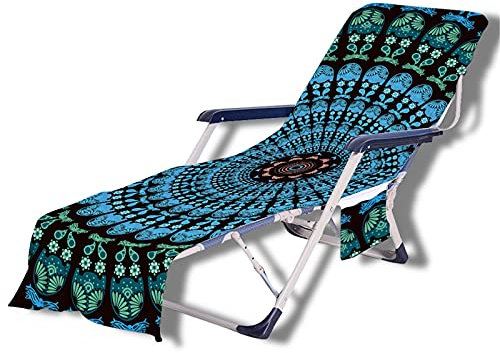 MYIESAXL Lounge Chair Strandtuch Druck Tragbare Mikrofaser Strandstuhlbezüge mit Seitentasche Für Pool Sonnenliegen Liegestühle Schnelltrocknend