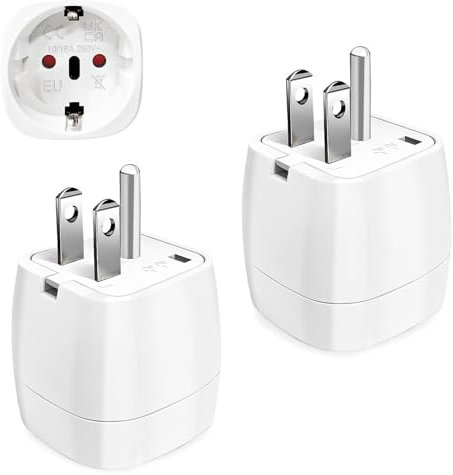 ZUOQIANG Reiseadapter USA, 2 Stück USA Adapter Steckdose Typ B, Adapter USA Deutschland Stecker, Reisestecker USA Stecker Adapter, Steckdosenadapter USA für EU zu Amerika Kanada Mexiko Thailand