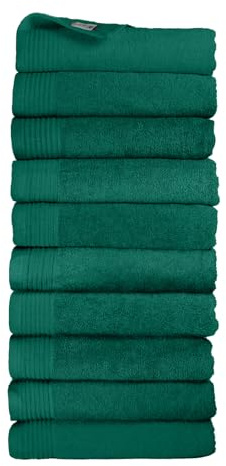 THE ONE TOWELLING Hotelqualität Handtücher - 50 x 100 cm - 10 Stück - Sparpackung - Hohe Feuchtigkeitsaufnahme - 100% gekämmte Baumwolle - Schnell trocknend - Handtuchset - Badetuch - Smaragdgrün