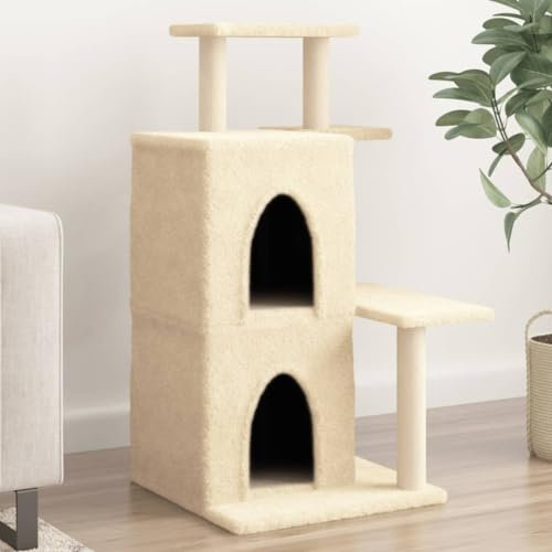 Buzaza Rascador para Gatos con Postes rascador de Gatos arbol rascador para Gatos Poste rascador para Gatos de sisal Color Crema 97 cm - 172112