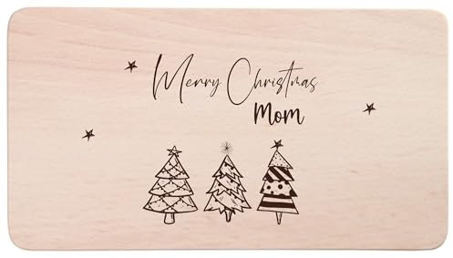 AWASG Tagliere per il pane di Natale, personalizzato con nome, in legno con incisione natalizia, in faggio 22 x 12 x 1 cm (albero di Natale)